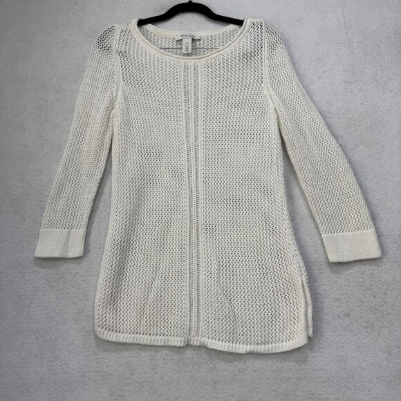 White House Black Market Sweater Womens Small Open Knit Pullover 3/4 Sleeve - Picture 1 of 6